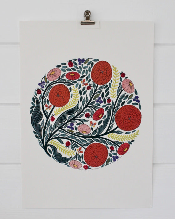 Raspberries and Butterflies Framed